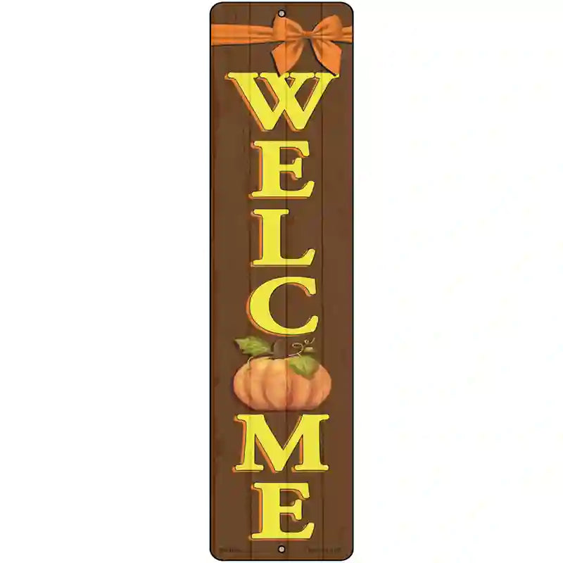 Welcome Pumpkin Novelty Metal Street Sign 12" x 3" (MK)