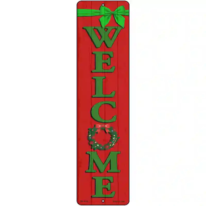 Welcome Wreath Novelty Metal Street Sign 12" x 3" (MK)