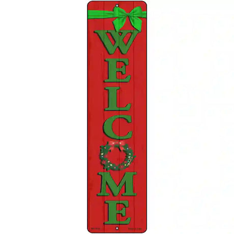 Welcome Wreath Novelty Metal Street Sign 12" x 3" (MK)