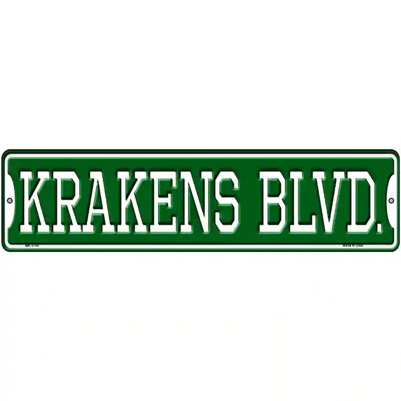 Krakens Blvd Novelty Metal Street Sign 12" x 3" (MK)