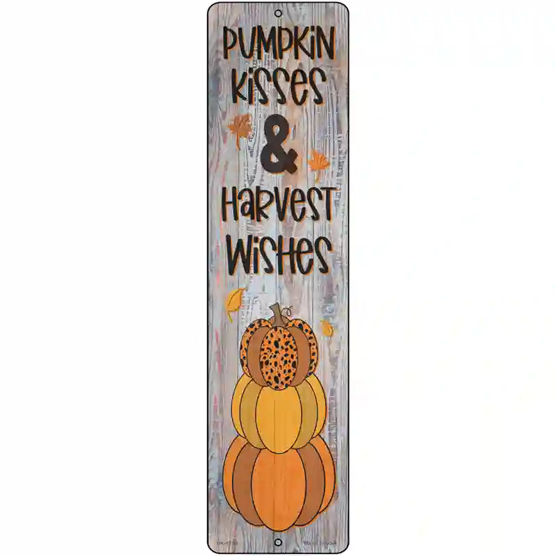 Pumpkin Kisses Novelty Metal Street Sign 12" x 3" (MK)