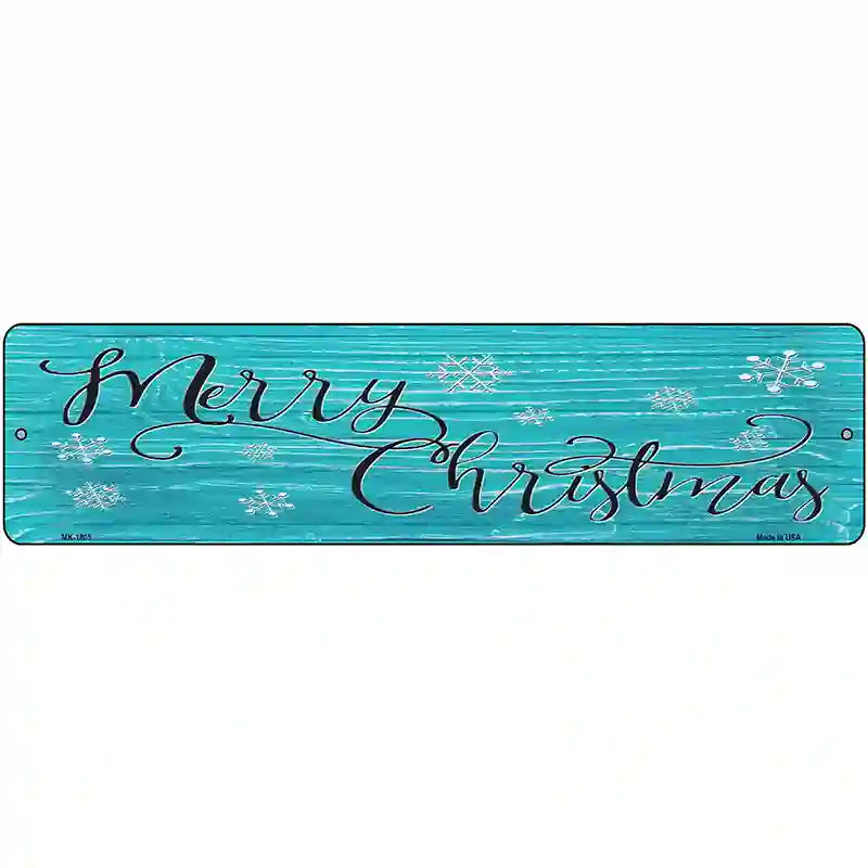 Merry Christmas Blue Novelty Metal Street Sign 12" x 3" (MK)