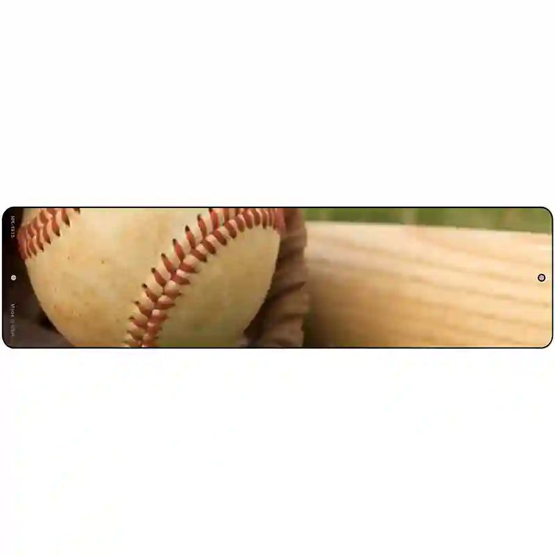 Baseball with Bat Novelty Metal Street Sign 12" x 3" (MK)