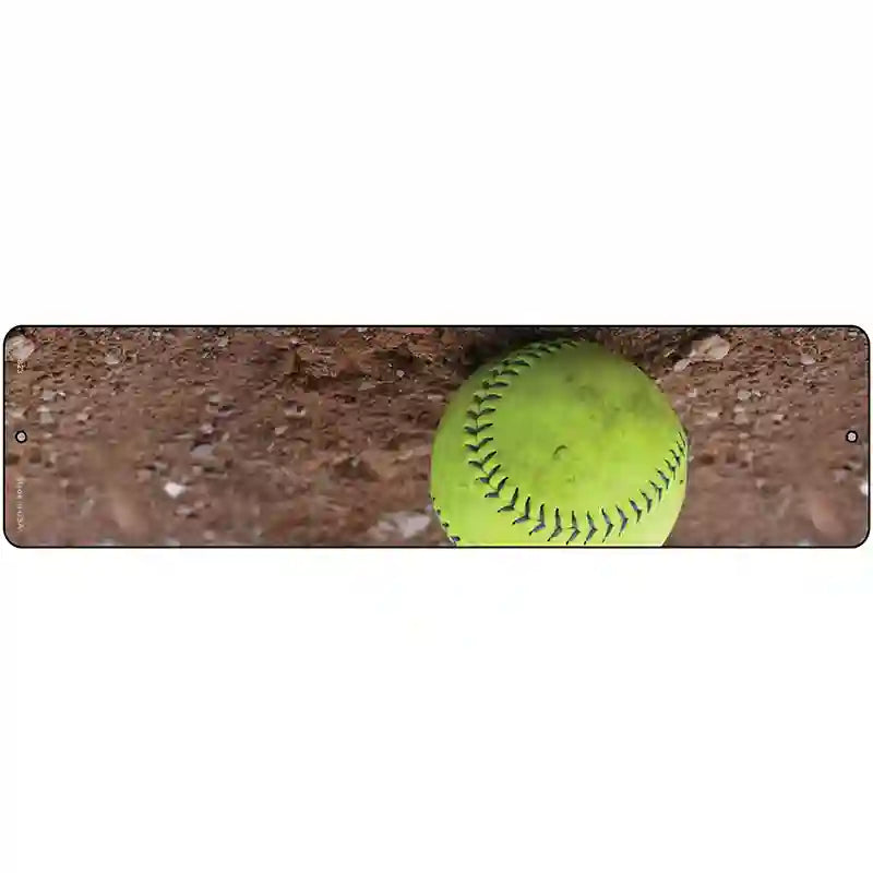 Softball on Dirt Novelty Metal Street Sign 12" x 3" (MK)