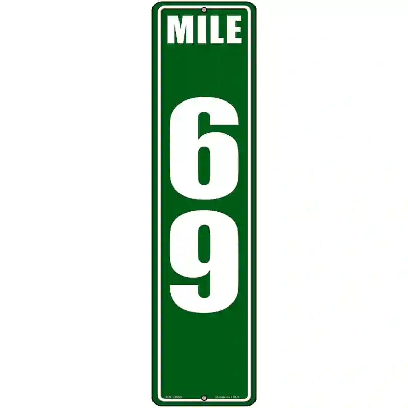 Mile Marker 69 Novelty Metal Street Sign 12" x 3" (MK)