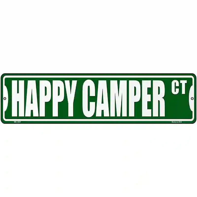 Happy Camper Ct Novelty Metal Street Sign 12" x 3" (MK)