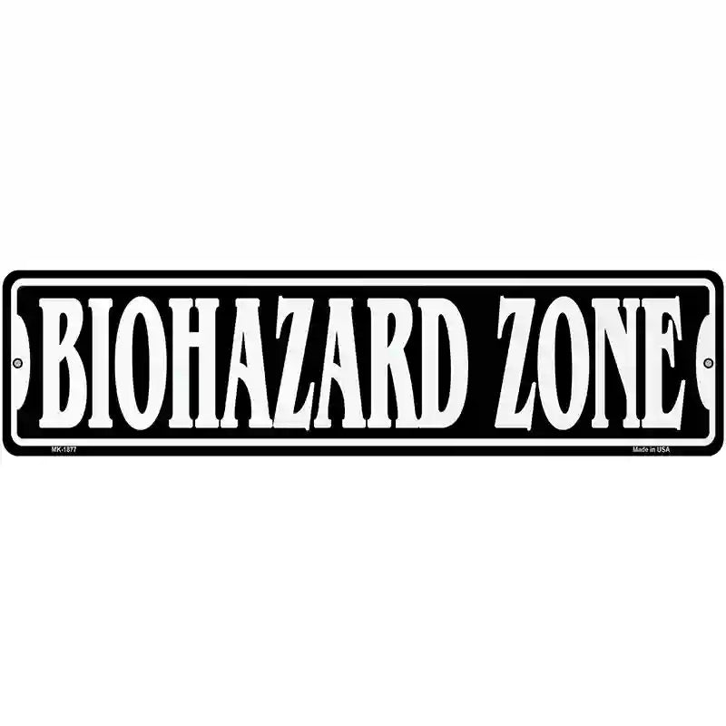 Biohazard Zone Novelty Metal Street Sign 12" x 3" (MK)