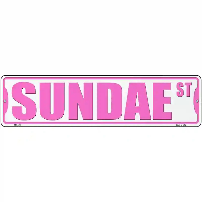 Sundae St Novelty Metal Street Sign 12" x 3" (MK)