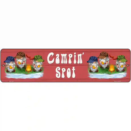 Camping Spot Six Camo Gnomes Novelty Metal Street Sign 12" x 3" (MK)