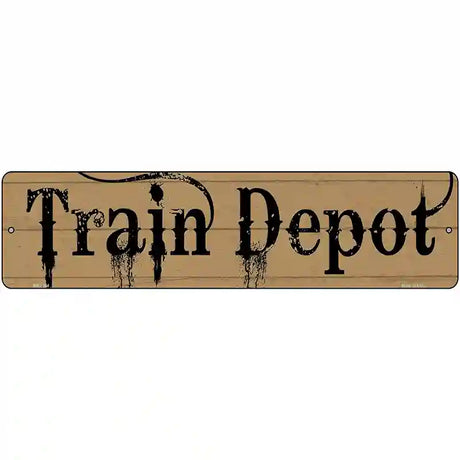 Train Depot Streaked Novelty Metal Street Sign 12" x 3" (MK)