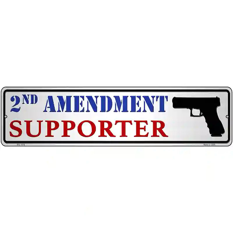 2nd Amendment Supporter Pistol Novelty Metal Street Sign 12" x 3" (MK)