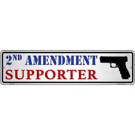 2nd Amendment Supporter Pistol Novelty Metal Street Sign 12" x 3" (MK)