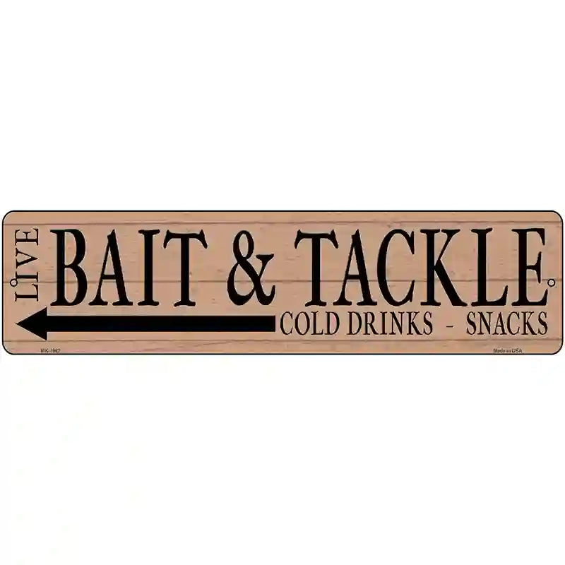 Live Bait Tackle Shop Left Novelty Metal Street Sign 12" x 3" (MK)