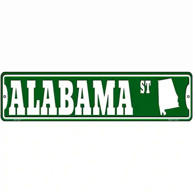 Alabama St Silhouette Novelty Metal Street Sign 12" x 3" (MK)