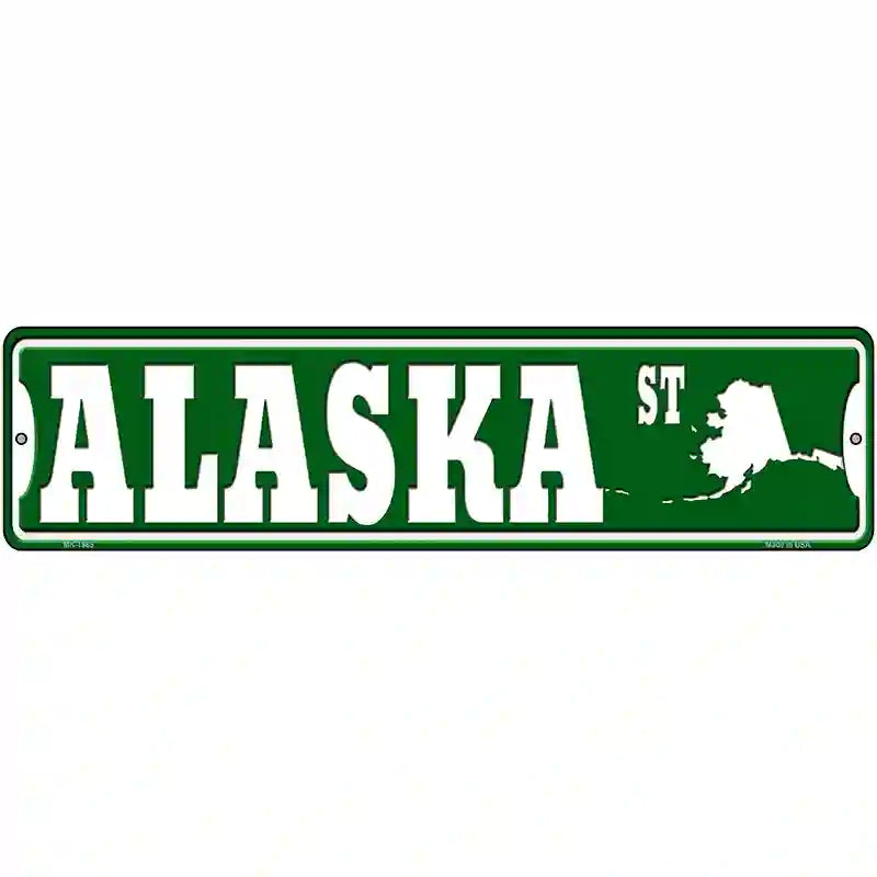 Alaska St Silhouette Novelty Metal Street Sign 12" x 3" (MK)