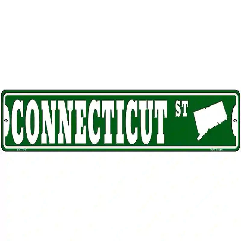 Connecticut St Silhouette Novelty Metal Street Sign 12" x 3" (MK)