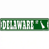 Delaware St Silhouette Novelty Metal Street Sign 12" x 3" (MK)