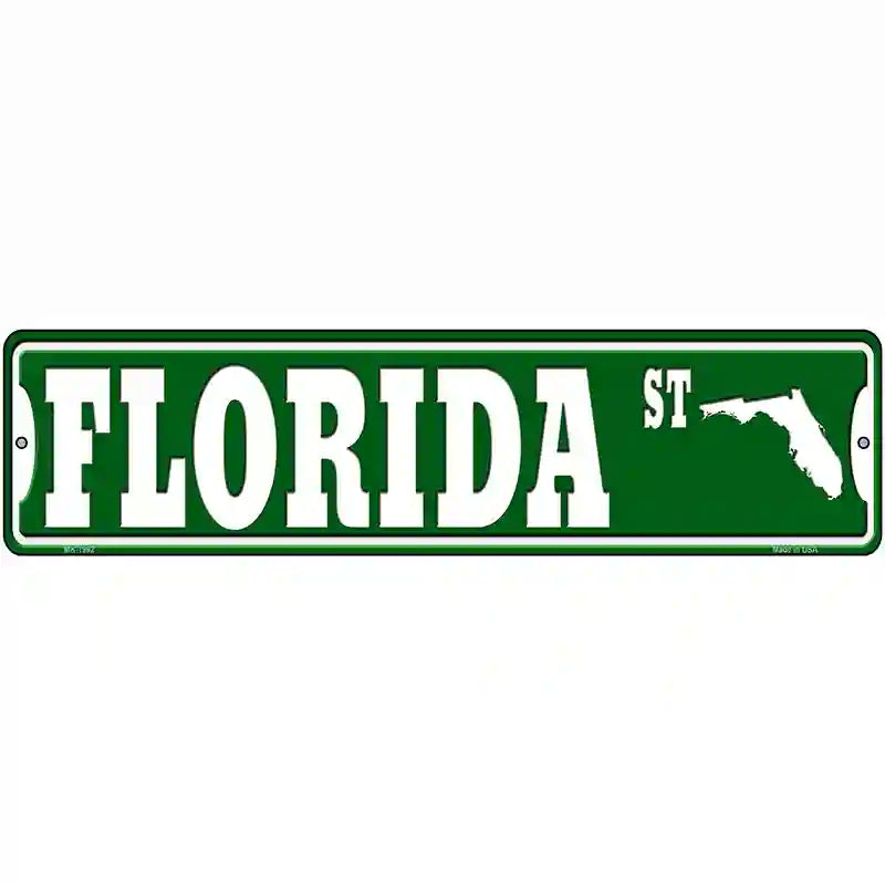 Florida St Silhouette Novelty Metal Street Sign 12" x 3" (MK)