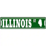 Illinois St Silhouette Novelty Metal Street Sign 12" x 3" (MK)