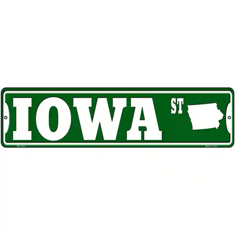 Iowa St Silhouette Novelty Metal Street Sign 12" x 3" (MK)