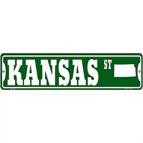 Kansas St Silhouette Novelty Metal Street Sign 12" x 3" (MK)