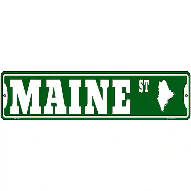 Maine St Silhouette Novelty Metal Street Sign 12" x 3" (MK)