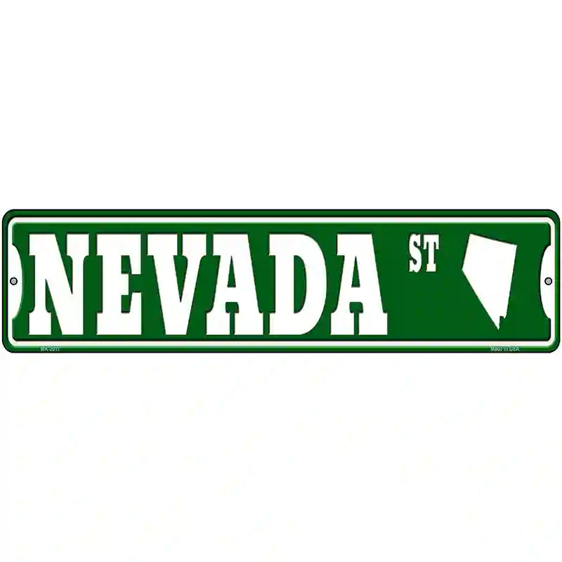 Nevada St Silhouette Novelty Metal Street Sign 12" x 3" (MK)