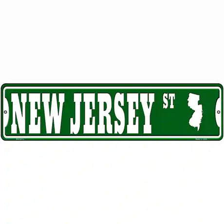 New Jersey St Silhouette Novelty Metal Street Sign 12" x 3" (MK)