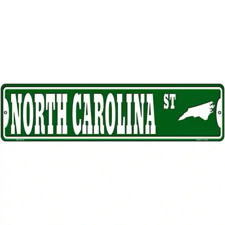 North Carolina St Silhouette Novelty Metal Street Sign 12" x 3" (MK)