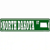 North Dakota St Silhouette Novelty Metal Street Sign 12" x 3" (MK)