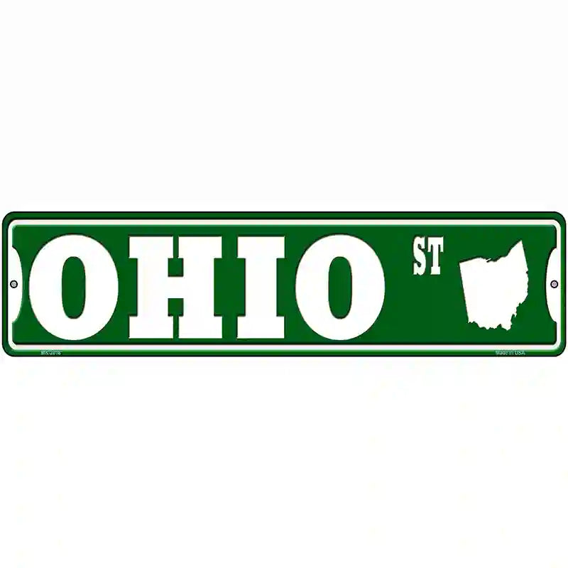 Ohio St Silhouette Novelty Metal Street Sign 12" x 3" (MK)