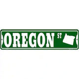 Oregon St Silhouette Novelty Metal Street Sign 12" x 3" (MK)