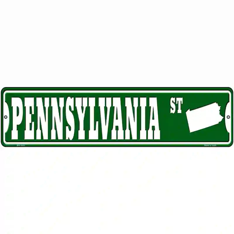 Pennsylvania St Silhouette Novelty Metal Street Sign 12" x 3" (MK)