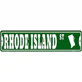 Rhode Island St Silhouette Novelty Metal Street Sign 12" x 3" (MK)