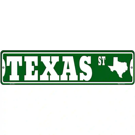 Texas St Silhouette Novelty Metal Street Sign 12" x 3" (MK)