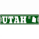 Utah St Silhouette Novelty Metal Street Sign 12" x 3" (MK)