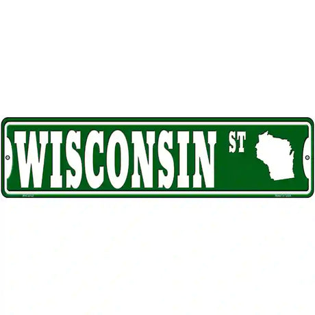 Wisconsin St Silhouette Novelty Metal Street Sign 12" x 3" (MK)