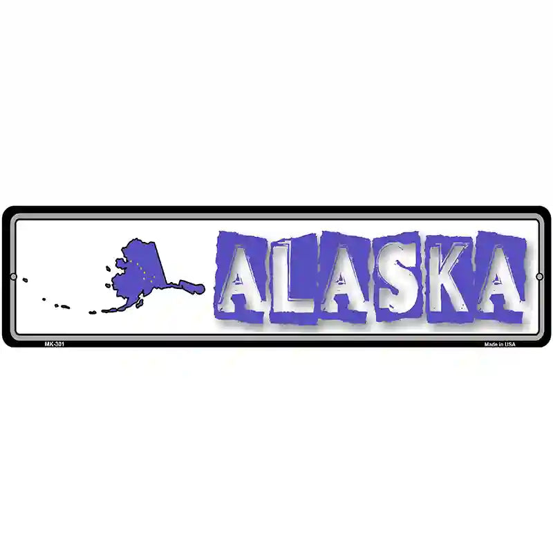 Alaska State Outline Novelty Metal Vanity Street Sign 12" x 3" (MK)