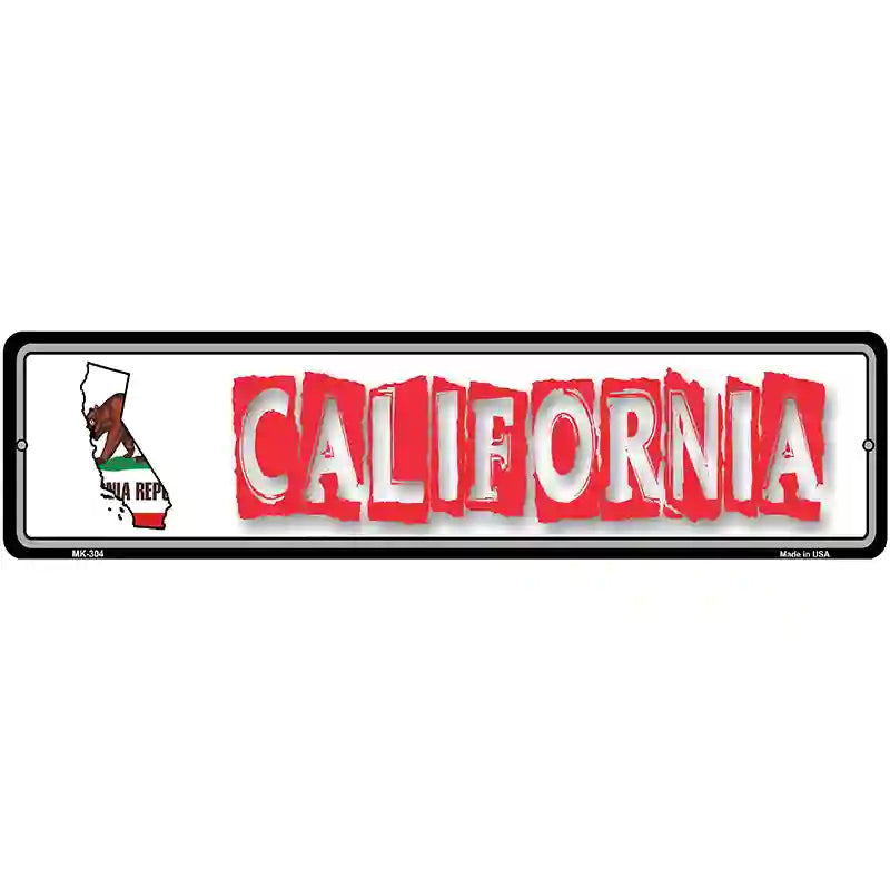 California State Outline Novelty Metal Vanity Street Sign 12" x 3" (MK)