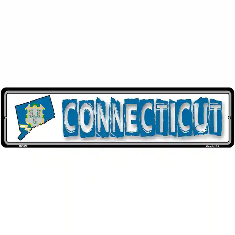 Connecticut State Outline Novelty Metal Vanity Street Sign 12" x 3" (MK)