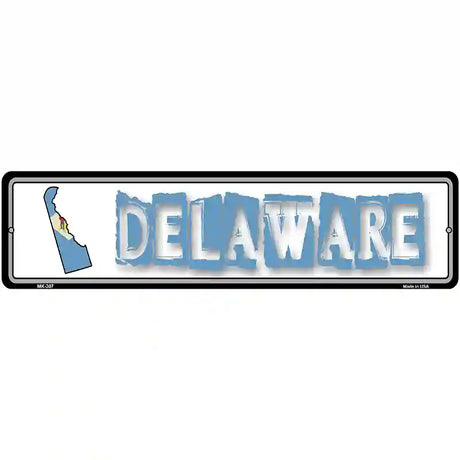 Delaware State Outline Novelty Metal Vanity Street Sign 12" x 3" (MK)