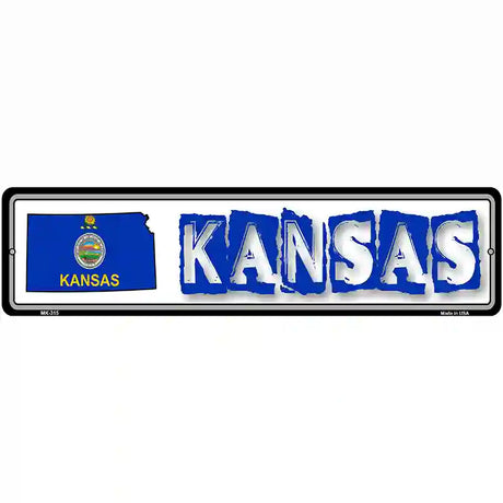 Kansas State Outline Novelty Metal Vanity Street Sign 12" x 3" (MK)