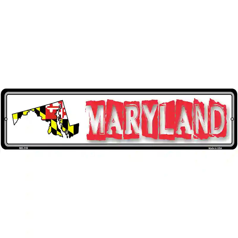 Maryland State Outline Novelty Metal Vanity Street Sign 12" x 3" (MK)