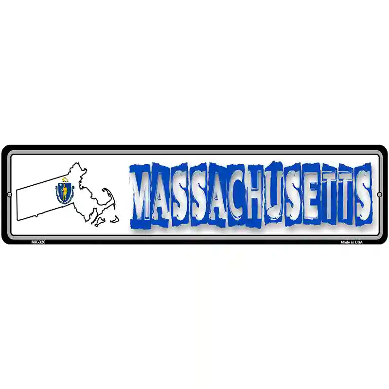 Massachusetts State Outline Novelty Metal Vanity Street Sign 12" x 3" (MK)