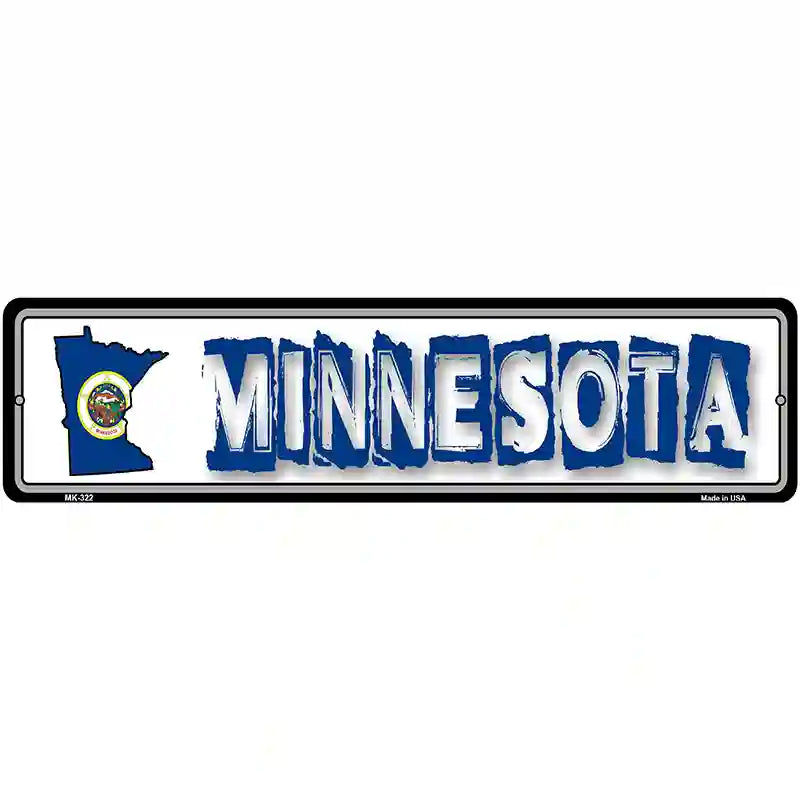 Minnesota State Outline Novelty Metal Vanity Street Sign 12" x 3" (MK)