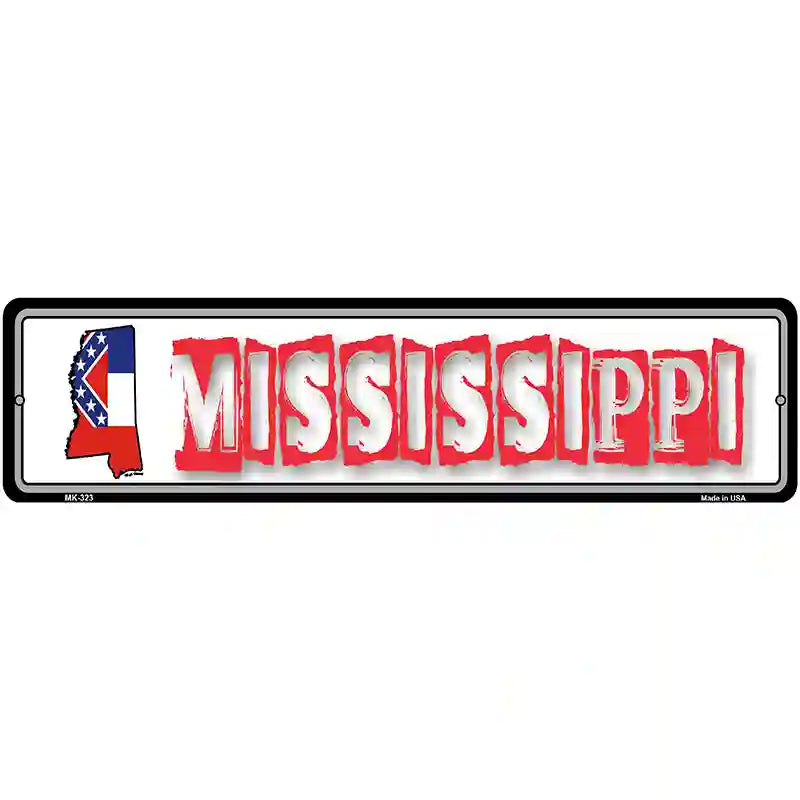 Mississippi State Outline Novelty Metal Vanity Street Sign 12" x 3" (MK)