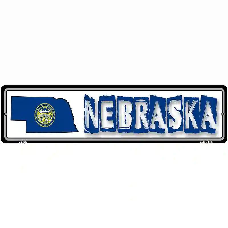 Nebraska State Outline Novelty Metal Vanity Street Sign 12" x 3" (MK)