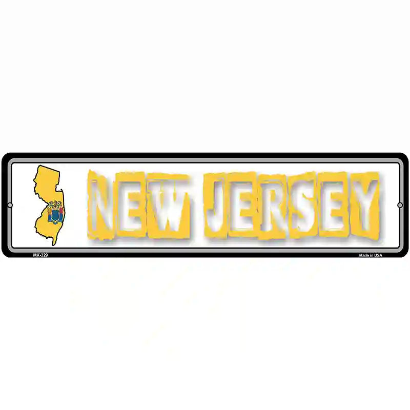 New Jersey State Outline Novelty Metal Vanity Street Sign 12" x 3" (MK)