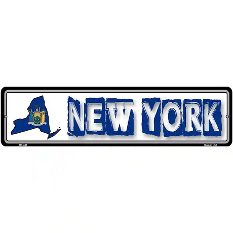 New York State Outline Novelty Metal Vanity Street Sign 12" x 3" (MK)