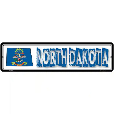 North Dakota State Outline Novelty Metal Vanity Street Sign 12" x 3" (MK)